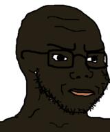 africa balding bantu black_skin brown_skin closed_mouth dark_skin glasses lips negro nigger prognathism stubble subvariant:negro_soyak variant:soyak // 631x756 // 15.3KB