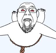 ack bloodshot_eyes glasses hanging open_mouth stubble subvariant:spineacked_bernd teeth variant:bernd // 803x768 // 122.6KB