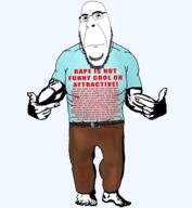 closed_mouth clothes full_body hand muscles neutral pointing subvariant:hornyson text tshirt variant:cobson wordswordswords // 2600x2816 // 928.4KB