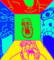 5soyjaks glasses hanging multiple_soyjaks oekaki open_mouth redraw rope soyjak stubble suicide trend:colorjak variant:a24_slowburn_soyjak variant:bernd variant:markiplier_soyjak variant:tony_soprano_soyjak variant:unknown // 513x572 // 67.3KB