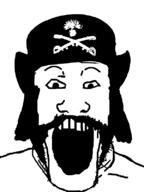 beard clothes hat lemmy metal motorhead music open_mouth pirate pirate_hat soyjak variant:markiplier_soyjak // 600x800 // 17.3KB
