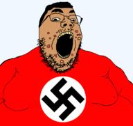 acne brown_skin clothes fat flag:nazi_germany hair nazism open_mouth swastika tshirt variant:gapejak yellow_teeth // 1675x1583 // 225.6KB