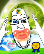 2008 award blue_eyes calm computer frutiger_aero glasses grass green_background hand hands_up nostalgia pacifier technology variant:ppp water windows windows_xp // 876x1080 // 534.4KB