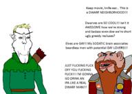 angry arm armor arrow axe bald beard bloodshot_eyes blue_eyes dwarf ear elf ipa mutt nordic red_hair stubble subvariant:euroaryan subvariant:euromutt subvariant:impish_amerimutt text torso variant:impish_soyak_ears variant:markiplier_soyjak yellow_hair // 1400x1000 // 61.1KB