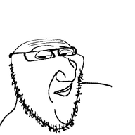 animated closed_mouth distorted eyebrows glasses poyopoyo poyunpoyun raised_eyebrow smile smug soyjak stretched_chin stubble variant:smugjak // 364x400 // 327.1KB