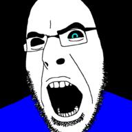 blue_eyes clothes glasses open_mouth sans soyjak stubble undertale variant:cobson // 1000x1000 // 137.3KB