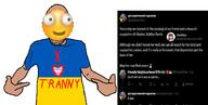 arm clothes ear glasses hand hohol i_love open_mouth pointing soyjak stubble suicide text tranny tshirt twitter variant:shirtjak // 944x477 // 146.6KB