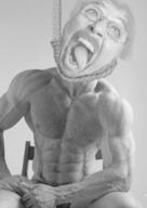 ack bernd_schmidt bloodshot_eyes clothes crying dead flag gigachad glasses greyscale hair hanging irl lipstick open_mouth rope soyjak stubble suicide tongue tranny variant:bernd // 597x840 // 57.8KB