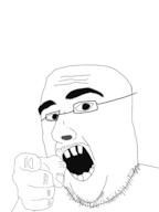 arm glasses hand mustache open_mouth pointing pointing_at_viewer soyjak stubble variant:unknown // 2448x3264 // 266.9KB