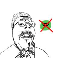 anthony_fantano beanie clothes cross_eyed frown glasses hair hat logo microphone soyjak spotify stubble variant:gapejak // 1178x1180 // 242.6KB