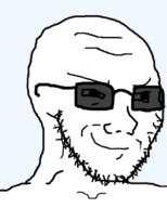 closed_mouth glasses smile smug soyjak stubble tinted_glasses variant:soyak // 587x733 // 71.3KB