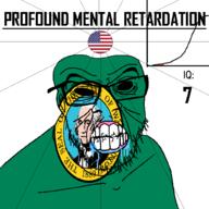 1889 angry bald black_eyes black_hole black_sclera clenched_teeth closed_mouth cracked_teeth drool ear flag flag:united_states flag:washington george_washington glasses hair iq iq_bell_curve mustache nightmare_fuel no_pupils profound_mental_retardation retard soyjak star_(symbol) state stubble text united_states variant:feraljak wrinkles // 1024x1024 // 157.2KB