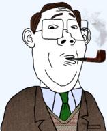 brown_hair clothes ear fair_isle glasses hair herringbone necktie pipe shaved smoking sport_coat sweater tweed variant:protestantjak // 1104x1350 // 1.0MB