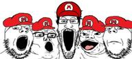 5soyjaks cap clothes frown glasses hat mario nintendo open_mouth soyjak soyjak_quintet stubble tongue variant:et variant:gapejak variant:markiplier_soyjak variant:tony_soprano_soyjak video_game // 959x431 // 60.7KB