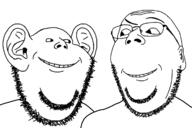2soyjaks are_you_soying_what_im_soying beard creative_commons_license ear glasses looking_at_each_other raised_eyebrow redraw smile soyjak stubble subvariant:wholesome_soyjak subvariant:wikigape subvariant:wikiswede variant:gapejak variant:impish_soyak_ears wikipedia // 1200x800 // 273.1KB