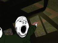 glasses green green_shirt helicopter horde open_mouth pointing project_zomboid soyjak stubble teeth variant:gapejak video_game // 1280x960 // 1.7MB