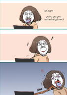 anime bloodshot_eyes crying glasses hair laptop music mustache open_mouth rope soyjak stubble tongue tranny variant:bernd white_skin yellow_teeth // 2480x3508 // 1.4MB