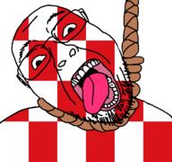 ack fglasses flag flag:north_brabant hair hanging netherlands north_brabant open_mouth rope soyjak stubble suicide teeth tongue variant:bernd yellow_teeth // 768x719 // 32.2KB