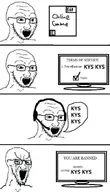4soyjaks bald comic computer crying english_text eyebrows glasses headphones kys monitor open_mouth red_eyes speech_bubble stubble teeth teeth_showing text variant:soyak video_game white_skin // 640x1119 // 85.6KB