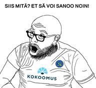 clothes communism ear european_union finnish_text glasses hammer_and_sickle kokoomus open_mouth soyjak stubble tshirt variant:unknown // 977x894 // 92.7KB