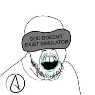 atheism atheistcuck atheistslop mustache open_mouth saliva soyjak stubble symbol variant:feraljak virtual_reality white_background // 1500x1500 // 202.9KB