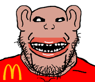 amerimutt bald black_sclera clothes country ear flag flag:united_states lips mcdonalds merge mutt mutt_lips open_mouth red_lips red_shirt series:fusionjaks series:muttverse smile soyjak stubble subvariant:impish_amerimutt subvariant:impish_amerimutt_front subvariant:impish_plier_ears tan_skin template transparent_background united_states variant:impish_soyak_ears variant:markiplier_soyjak // 566x490 // 22.6KB
