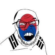 angry country flag flag:south_korea glasses looking_at_you mustache open_mouth south_korea soyjak stubble teeth variant:feraljak // 1500x1500 // 48.8KB