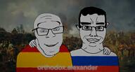 bald black_and_white edit flag:russia flag:russian_empire flag:spain flag:spanish_empire friendship glasses hair hugging irl_background music no_more_brother_wars painting subvariant:chudjak_front variant:chudjak variant:feraljak video // 1280x692, 21.5s // 5.7MB