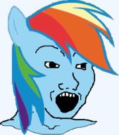 animal ear hair horse merge my_little_pony open_mouth pony rainbow_dash soyjak tv_(4chan) variant:soyak variant:wojak // 289x329 // 46.7KB