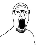 bald glasses meta:tagme open_mouth soyjak stretched_mouth stubble variant:gimper white_background white_skin wrinkles // 947x990 // 16.7KB