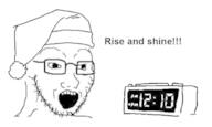 alarm_clock clothes glasses hat open_mouth soyjak stubble text variant:soyak // 680x407 // 32.1KB