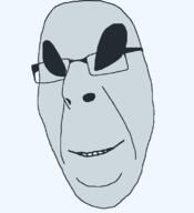 alien closed_mouth emoticon glasses grey_alien grey_skin series:soymoji smile smug soyjak stubble variant:cobson // 721x789 // 12.4KB