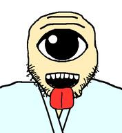 bald cyclops hitotsume-kozō open_mouth stubble subvariant:lawrence subvariant:neutralplier tongue_out variant:markiplier_soyjak yokai // 481x521 // 10.5KB