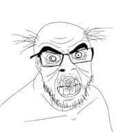angry balding clenched_teeth cracked_teeth glasses hair soyjak stubble variant:feraljak wrinkles // 1024x1024 // 73.7KB