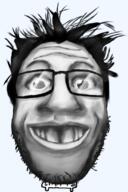 artist:cannedpocket big_head deformed full_body glasses grin hair looking_at_you realistic shading soyjak stubble subvariant:grinlook_poggers variant:markiplier_soyjak // 540x813 // 289.0KB