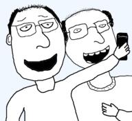 2soyjaks arm balding clothes ear glasses hair hand open_mouth samsung selfie variant:unknown // 1315x1202 // 167.6KB