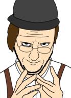 clockwork_orange glasses hair soyjak stubble suspenders variant:eviljak // 700x967 // 73.1KB