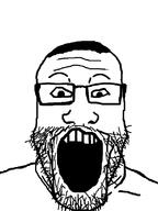 balding beard glasses hair nusak open_mouth variant:markiplier_soyjak // 600x800 // 16.2KB