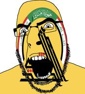 angry full_head glasses iraq islam militia muslims open_mouth popular_mobilization_forces soyjak stubble variant:cobson // 3126x3464 // 900.0KB