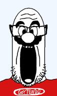 bald eyebrows glasses mario mustache nintendo open_mouth red_shirt stubble thick_eyebrows tongue transparent_background variant:marv video_game // 376x632 // 11.0KB