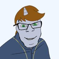 fallout fallout_equestria glasses green_eyes hair horn my_little_pony smile unicorn variant:feraljak // 1500x1500 // 50.5KB