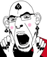 bbc blush ear flag:papua_new_guinea glasses hand open_mouth painted_nails papua_new_guinea queen_of_spades soyjak stubble subvariant:slutson tattoo variant:cobson // 721x869 // 64.5KB