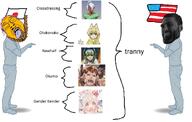 ack anime asian genres gigachad glasses japan meme nas:gigachad open_mouth pointing rope stubble tranime_girl tranny united_states variant:bernd yellow_skin // 1220x773 // 660.0KB