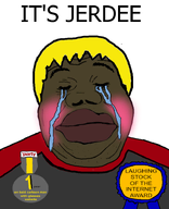 award big_lips blush brown_skin closed_eyes crying its_over laughing_stock_of_the_internet_award subvariant:hunky_twink_sex_machine tear text variant:alicia white_background yellow_hair // 608x750 // 185.2KB