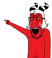 angry armpit belly_button body_hair cobsontalks demon fingers helluva_boss horn imp mercurypoison296 meta:namefags moxxie_(helluva_boss) naked nipple pointing rantsona red_skin sharp_teeth variant:markiplier_soyjak white_hair // 800x900 // 59.8KB