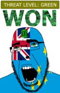 ahegao emerald featured flag:tuvalu gem glasses green green_eyes hair looking_up open_mouth schlog_color_event soyjak soyjak_blog star_(symbol) stubble teeth text threat_level_green tuvalu variant:cobson won // 721x1115 // 175.5KB