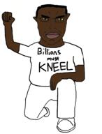 angry big_lips black_lives_matter black_skin closed_mouth ear fist full_body glasses hair hand kneeling millions_must_die soyjak subvariant:chudjak_front variant:chudjak yellow_eyes yellow_sclera // 1051x1385 // 247.6KB