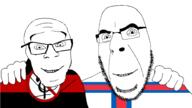 2soyjaks anti_furry faroe_islands flag flag:anti_furry flag:faroe_islands friendship glasses hand happy looking_at_you no_more_brother_wars obsessed smile soyjak stubble variant:cobson variant:feraljak // 1920x1080 // 116.8KB