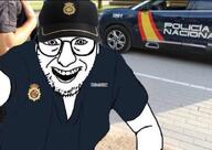 animal beard car glasses irl_background looking_at_you police smile spain spanish_text variant:walmartjak // 968x687 // 87.3KB