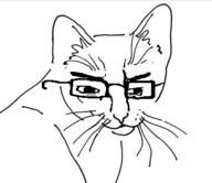 angry animal cat closed_mouth glasses soyjak subvariant:meow_chud variant:chudjak whisker // 380x329 // 45.1KB